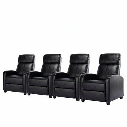 25.6" Wide Modern Soft Breathable Faux Leather Massage Home Theater Individual Seat with Remote Control (Set of 4)