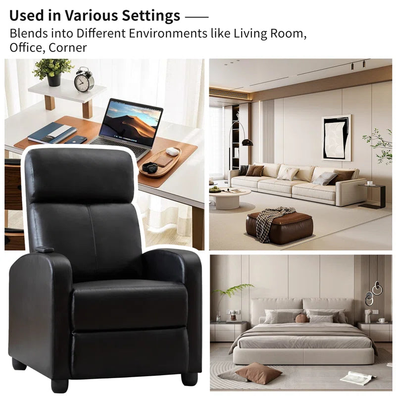 25.6" Wide Modern Soft Breathable Faux Leather Massage Home Theater Individual Seat with Remote Control (Set of 4)
