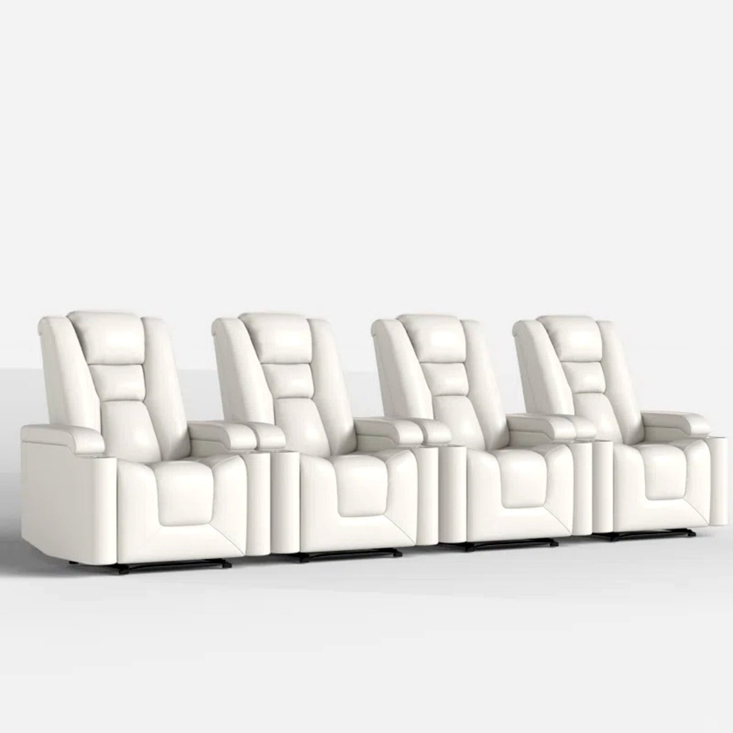35.3" Wide Modern Faux Leather Power Home Theater Individual Seat with USB & Dual Cup Holders&Arm Storage