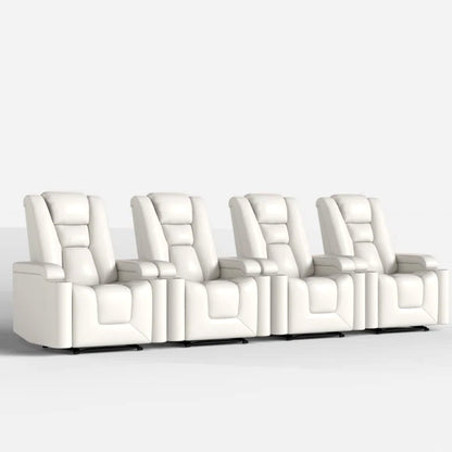 35.3" Wide Modern Faux Leather Power Home Theater Individual Seat with USB & Dual Cup Holders&Arm Storage