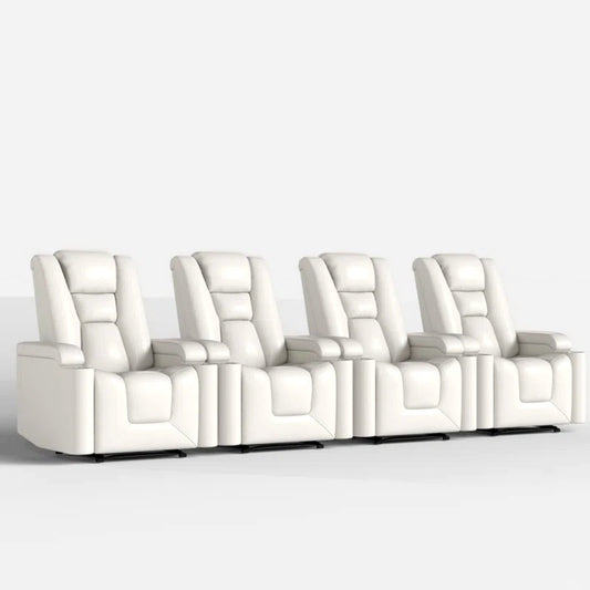 35.3" Wide Modern Faux Leather Power Home Theater Individual Seat with USB & Dual Cup Holders&Arm Storage