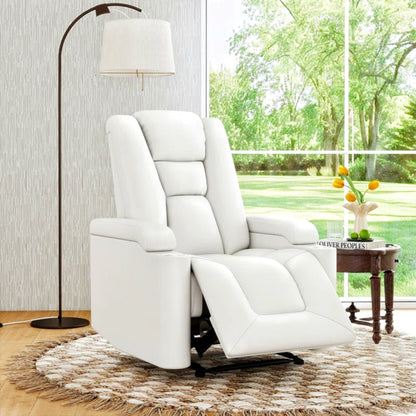 35.3" Wide Modern Faux Leather Power Home Theater Individual Seat with USB & Dual Cup Holders&Arm Storage