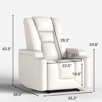 35.3" Wide Modern Faux Leather Power Home Theater Individual Seat with USB & Dual Cup Holders&Arm Storage