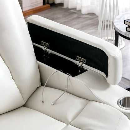 35.3" Wide Modern Faux Leather Power Home Theater Individual Seat with USB & Dual Cup Holders&Arm Storage