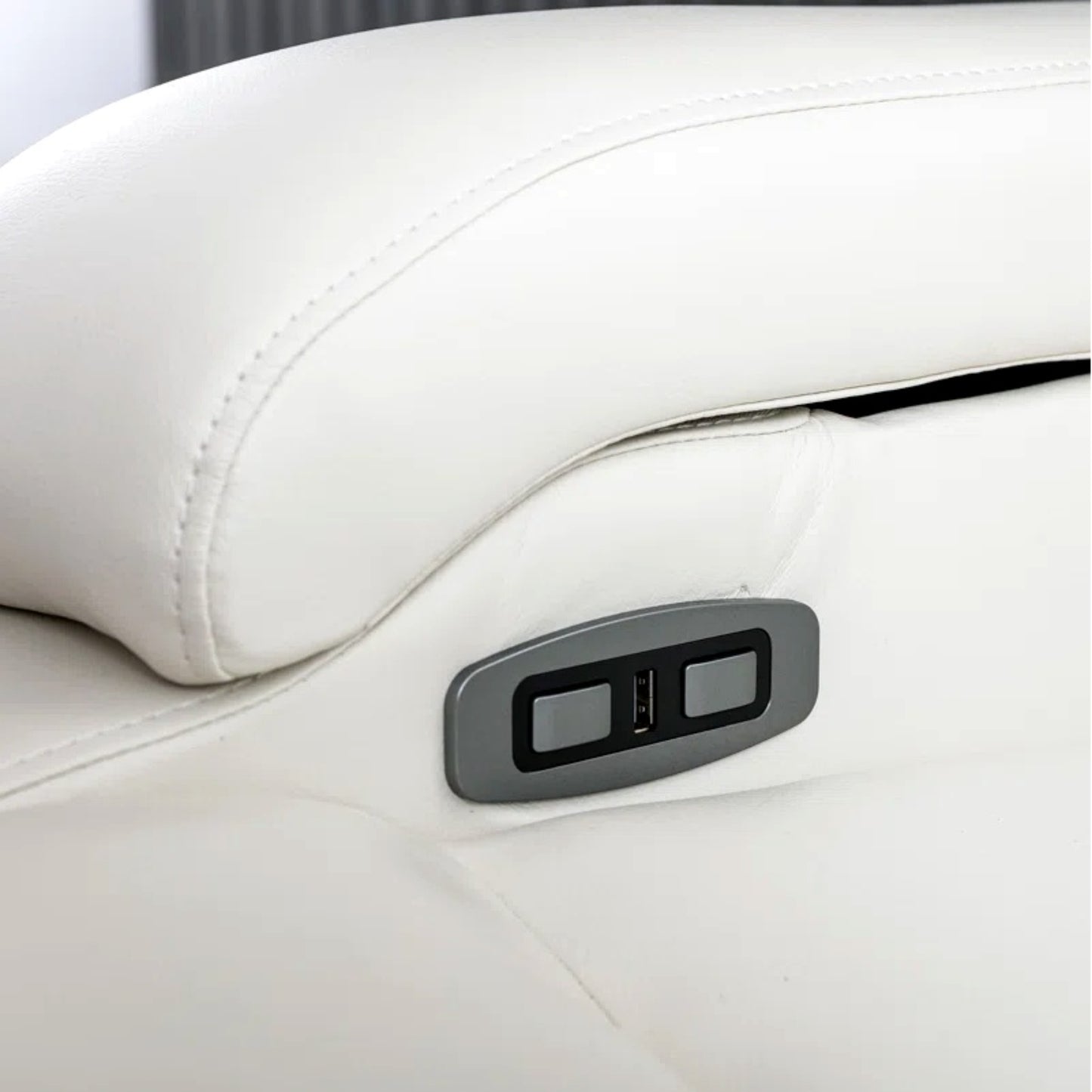 35.3" Wide Modern Faux Leather Power Home Theater Individual Seat with USB & Dual Cup Holders&Arm Storage